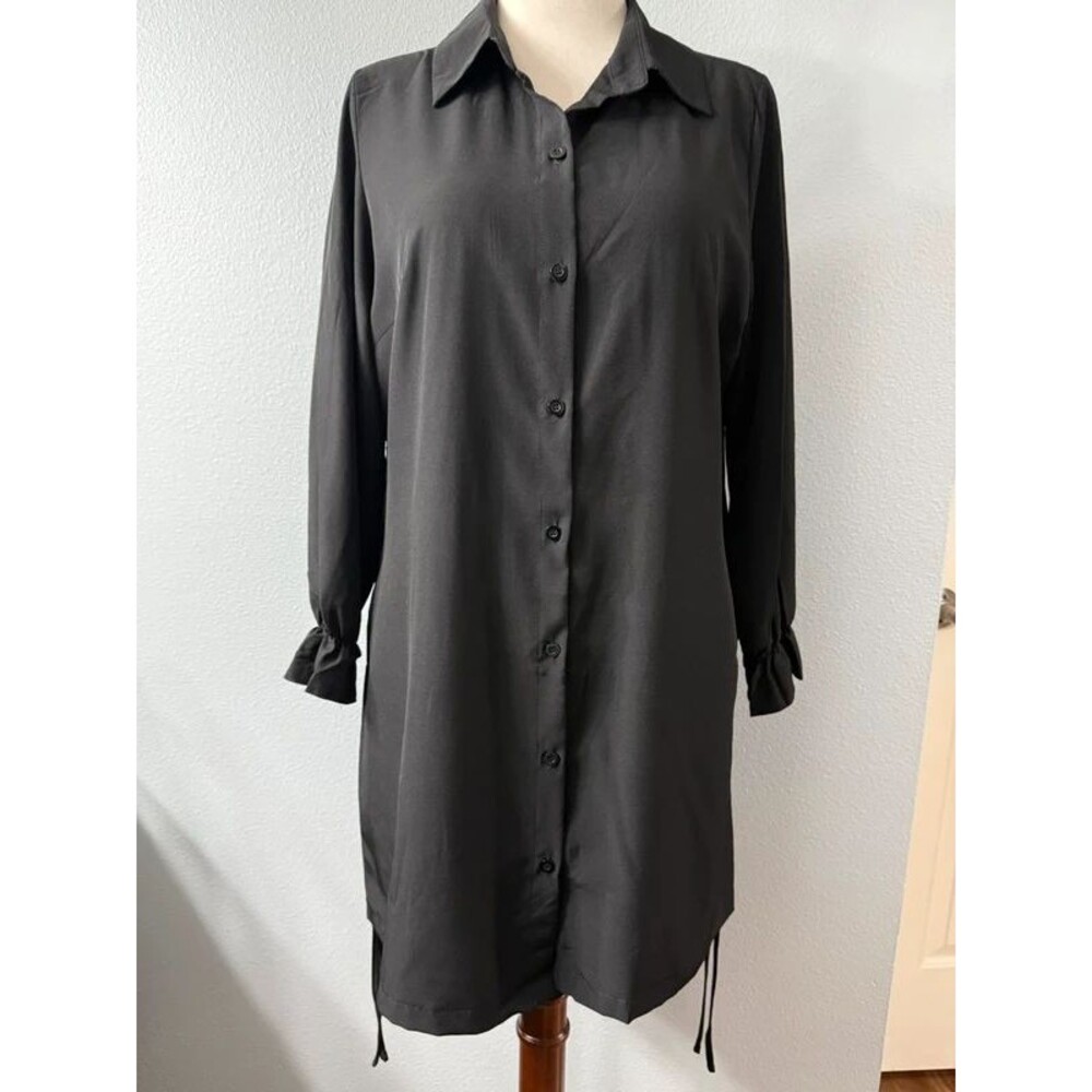 Kaimilan Black Button Front Shirt Dress Size 14